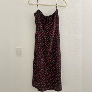 Black Midi Dress with Roses Size XS